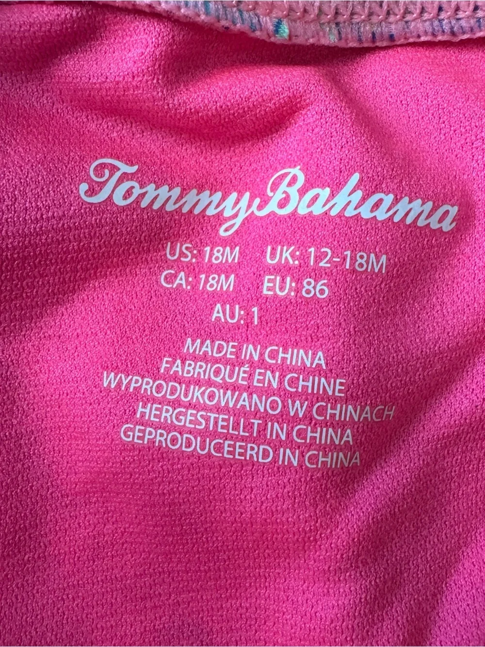 Tommy Bahama Rash Guard Swim Suit Long Sleeve Infant 18M Zip Pink Bathing Suit
